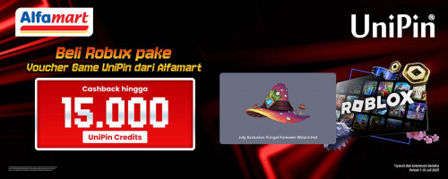 Top Up Roblox pakai Voucher UniPin dari Alfamart, Dapatkan Bonus Hingga 15Ribu UniPin Credits dan Fungal Foreseer Wizard Hat!